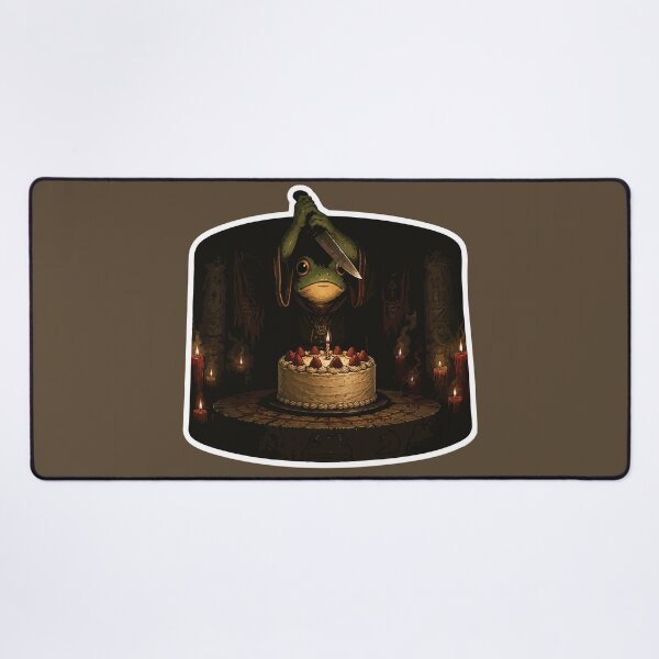 Item preview, Birthday Sacrifice Frog Sticker – Dark Humor Horror Cake Cartoon designed and sold by SimplePoDesign.