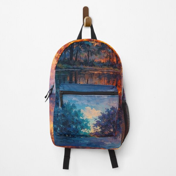 Item preview, Vibrant Sunset Over Lake Gold Magenta Impressionist designed and sold by Joey Santiago.