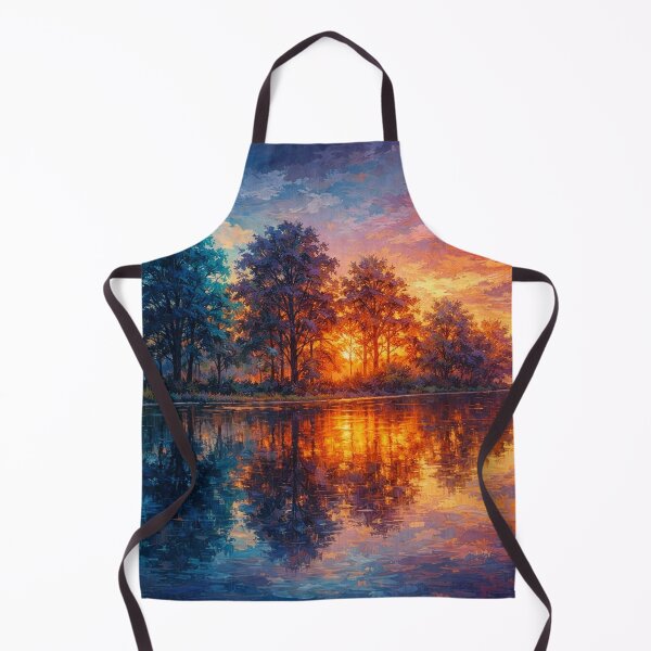 Item preview, Vibrant Sunset Over Lake Gold Magenta Impressionist designed and sold by Joey Santiago.