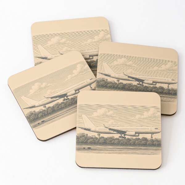 Item preview, Vintage Engraving Style Passenger Jet Landing Illustration designed and sold by EMairplanes.