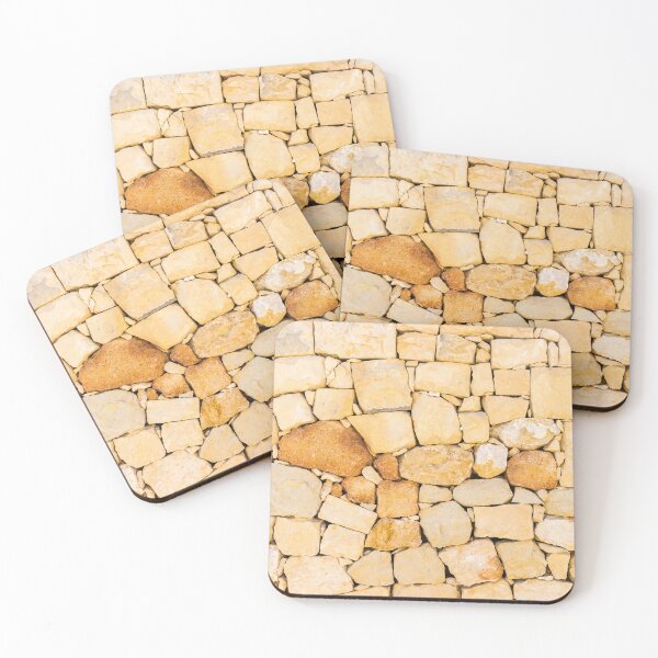 Item preview, Beige Stone Wall Texture With Dry Stone Masonry Pattern and Rustic Limestone Blocks designed and sold by Nmallia.