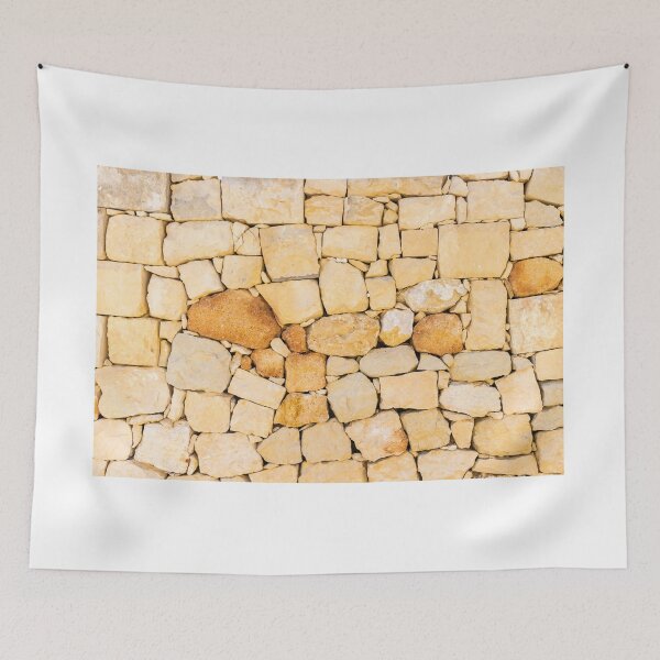 Item preview, Beige Stone Wall Texture With Dry Stone Masonry Pattern and Rustic Limestone Blocks designed and sold by Nmallia.