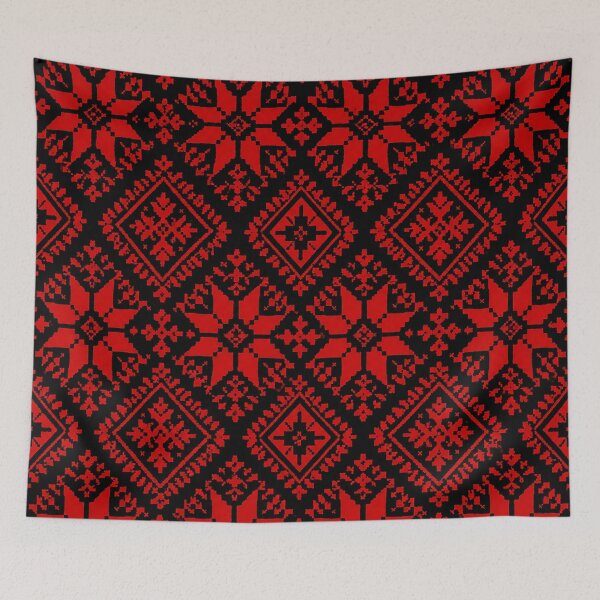 Item preview, Traditional Palestinian Cross Stitch Pattern – Red and Black Heritage Embroidery Design designed and sold by BrainCurves.