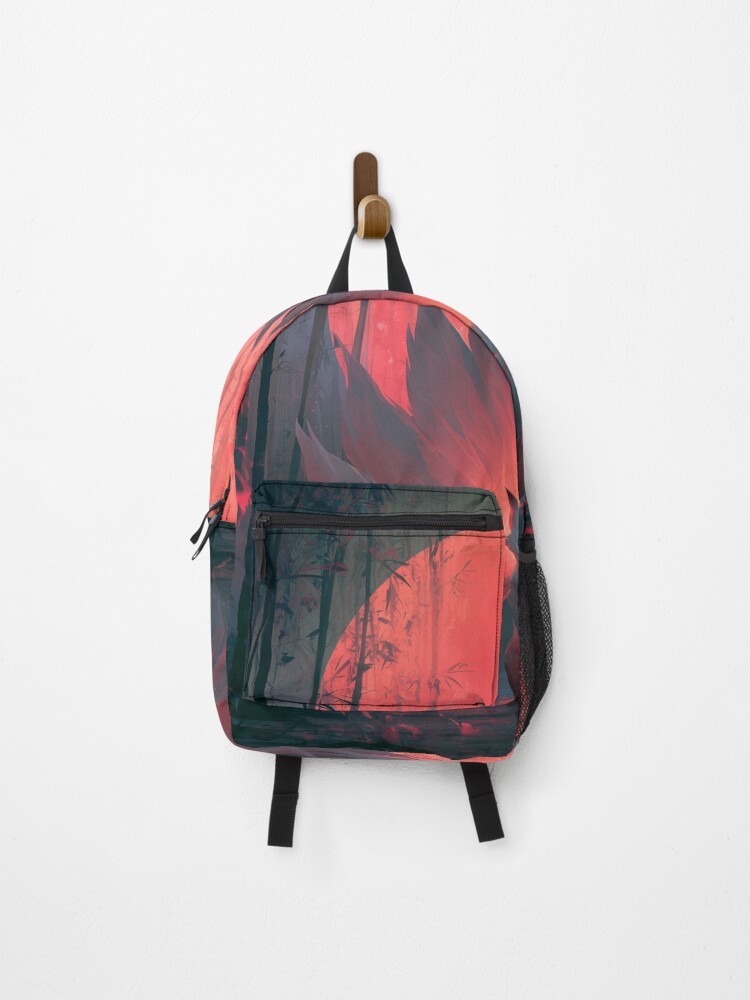 Thumbnail 1 of 3, Backpack, Kitsune Beneath Red Moon designed and sold by Rtymer.