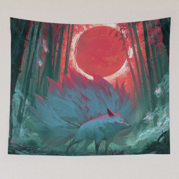 Item preview, Kitsune Beneath Red Moon designed and sold by Rtymer.