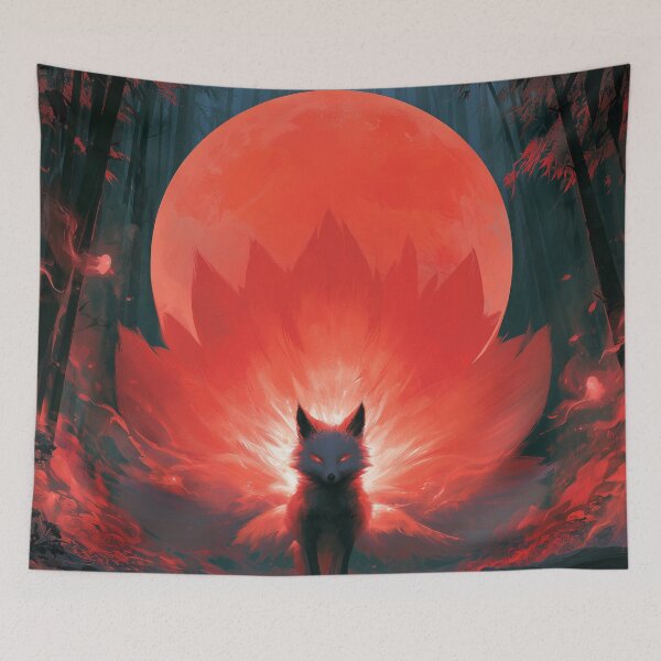 Item preview, Kitsune Beneath Red Moon designed and sold by Rtymer.