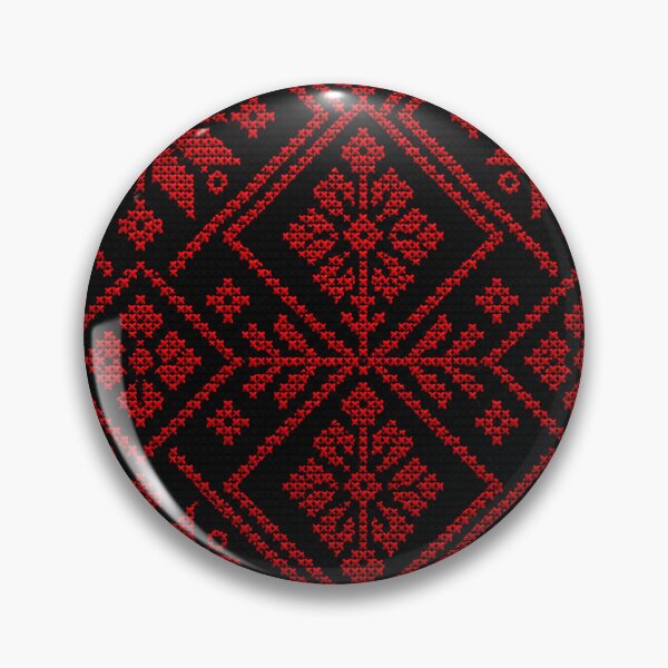 Item preview, Palestinian Heritage Embroidery Pattern – Bold Red Folk Art Cross Stitch Textile designed and sold by BrainCurves.