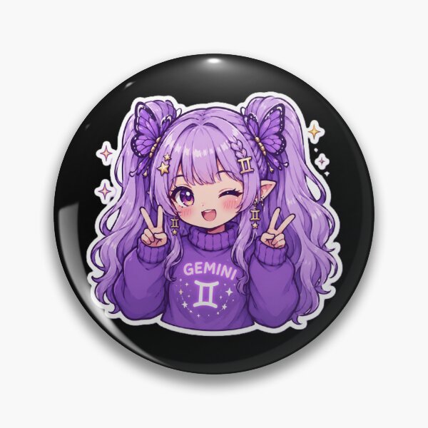 Item preview, Cute Gemini Girl Sticker | Kawaii Zodiac Anime Art | Purple Gemini Chibi Aesthetic designed and sold by MysticPurpleHue.