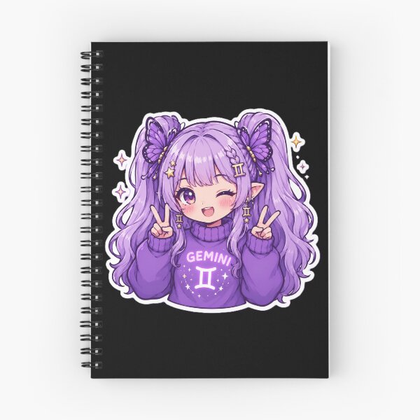 Item preview, Cute Gemini Girl Sticker | Kawaii Zodiac Anime Art | Purple Gemini Chibi Aesthetic designed and sold by MysticPurpleHue.
