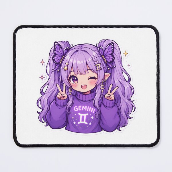 Item preview, Cute Gemini Girl Sticker | Kawaii Zodiac Anime Art | Purple Gemini Chibi Aesthetic designed and sold by MysticPurpleHue.