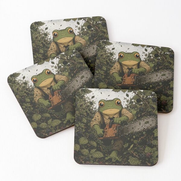 Item preview, Berry Harvest Frog Sticker – Funny Chainsaw Gardening Cartoon designed and sold by SimplePoDesign.
