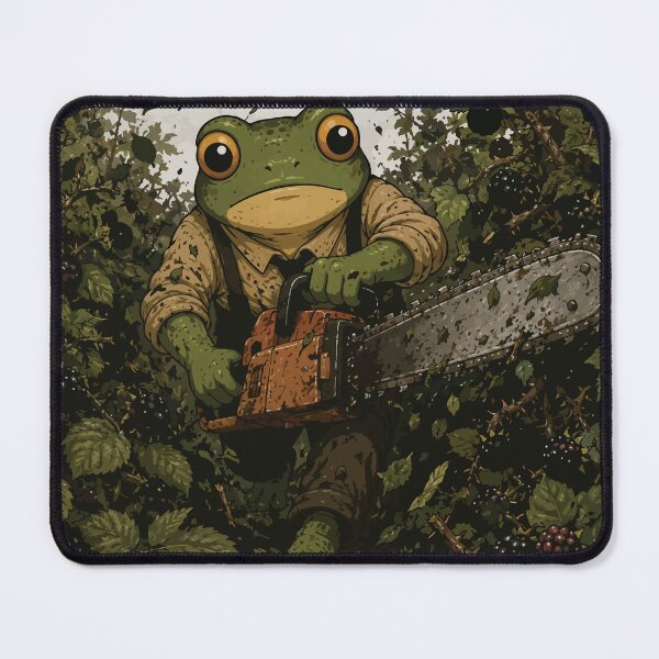 Item preview, Berry Harvest Frog Sticker – Funny Chainsaw Gardening Cartoon designed and sold by SimplePoDesign.