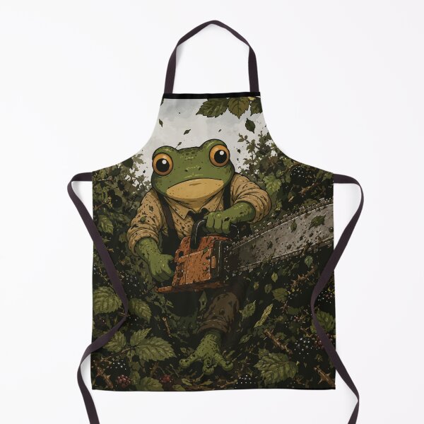 Item preview, Berry Harvest Frog Sticker – Funny Chainsaw Gardening Cartoon designed and sold by SimplePoDesign.