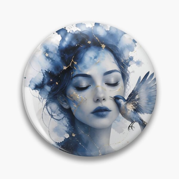 Item preview, Ethereal Watercolor Portrait of Woman with Gold Accents 3 designed and sold by Lucia Amaris Art.