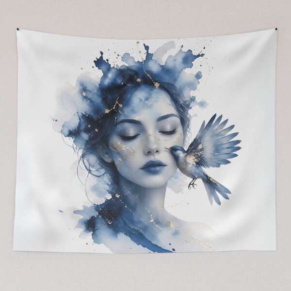 Item preview, Ethereal Watercolor Portrait of Woman with Gold Accents 3 designed and sold by Lucia Amaris Art.