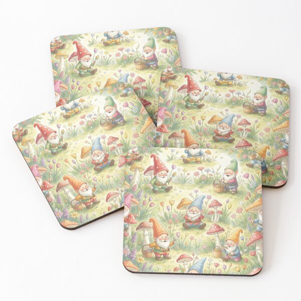 Item preview, Garden Gnome Scene with Woodland Mushrooms and Flowers designed and sold by pinkal.