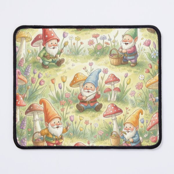 Item preview, Garden Gnome Scene with Woodland Mushrooms and Flowers designed and sold by pinkal.