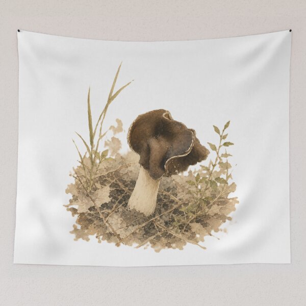 Item preview, Black Trumpet Forest Mushroom Art designed and sold by 63Hotpeppers.