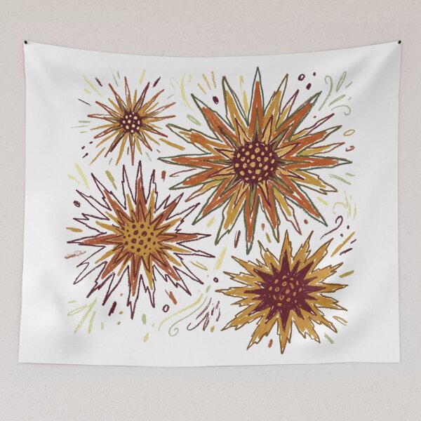 Item preview, ​"Boho Sunburst Floral Abstract Aesthetic Illustration" designed and sold by Malalese.