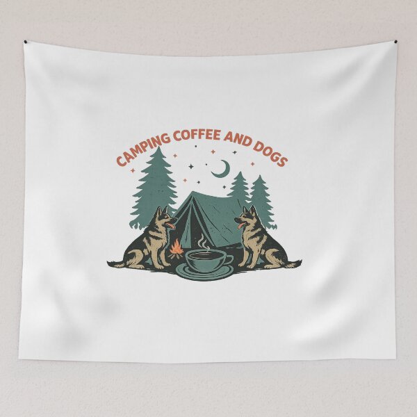 Item preview, Camping Coffee and German Shepherd Dogs designed and sold by JMDG Studio.