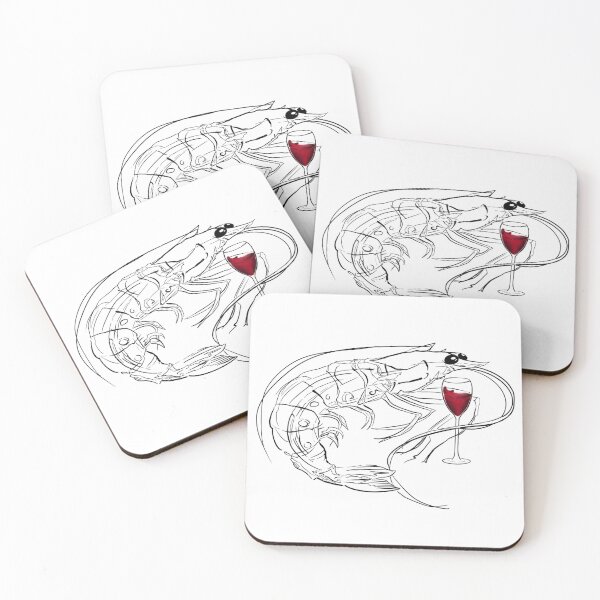 Item preview, Shrimp with Wine – Funny Minimalist Seafood Line Art designed and sold by Evv_u.