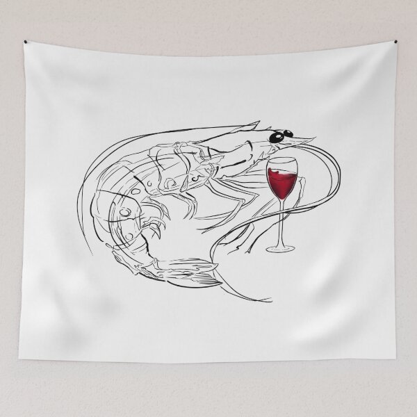 Item preview, Shrimp with Wine – Funny Minimalist Seafood Line Art designed and sold by Evv_u.