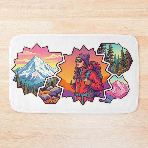 Item preview, Modular Puzzle Female Hiker Sticker Design designed and sold by GabeMountainArt.