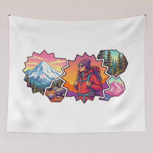 Item preview, Modular Puzzle Female Hiker Sticker Design designed and sold by GabeMountainArt.