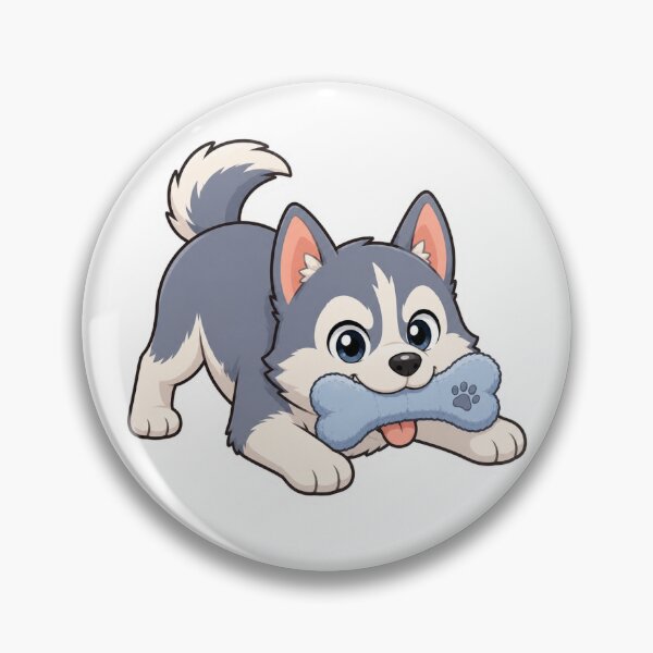 Item preview, Cute Husky Puppy Playing with Toy Bone Kawaii Dog designed and sold by naruto4925.
