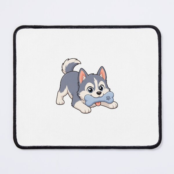 Item preview, Cute Husky Puppy Playing with Toy Bone Kawaii Dog designed and sold by naruto4925.