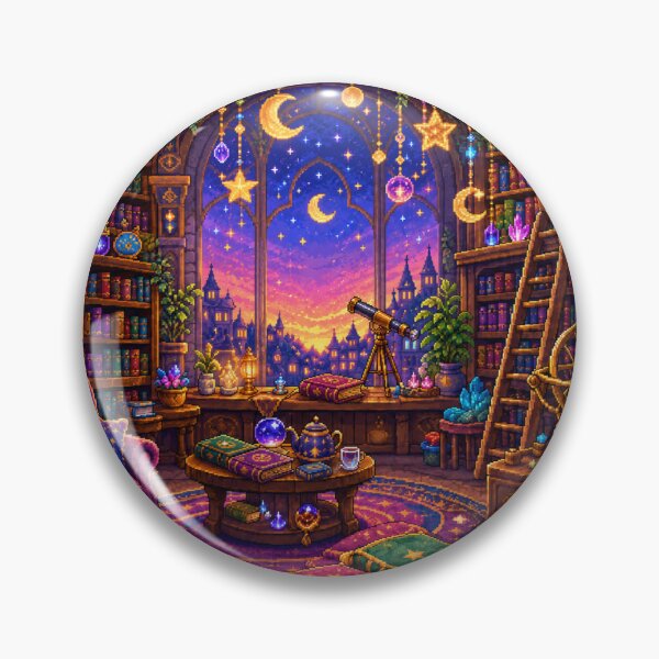 Item preview, Starry Magic Library Pixel Art Cozy Fantasy Room designed and sold by Yiruda-Art.
