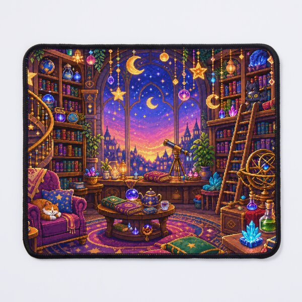 Item preview, Starry Magic Library Pixel Art Cozy Fantasy Room designed and sold by Yiruda-Art.