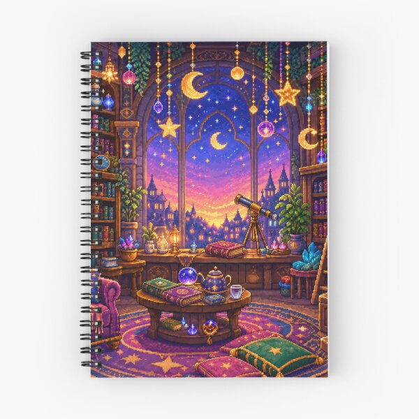 Item preview, Starry Magic Library Pixel Art Cozy Fantasy Room designed and sold by Yiruda-Art.