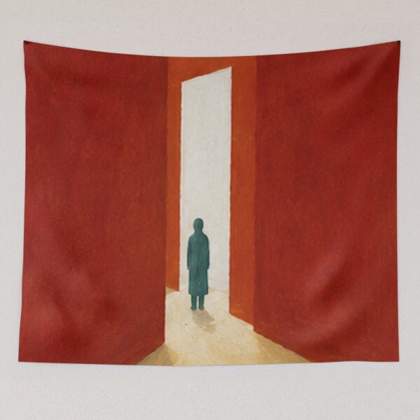Item preview, "Exit" – Minimalist Red Abstract Art Print. By Moodzu designed and sold by Moodzu.