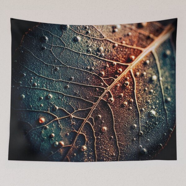 Item preview, Galaxy Dew Drops Leaf Macro Photo designed and sold by WitchyBotanicaArt.