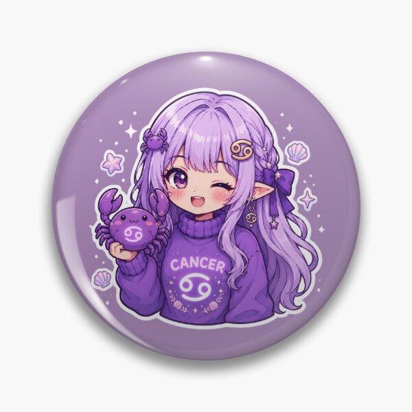 Item preview, Cute Cancer Girl Sticker | Kawaii Zodiac Anime Art | Purple Cancer Chibi Aesthetic designed and sold by MysticPurpleHue.