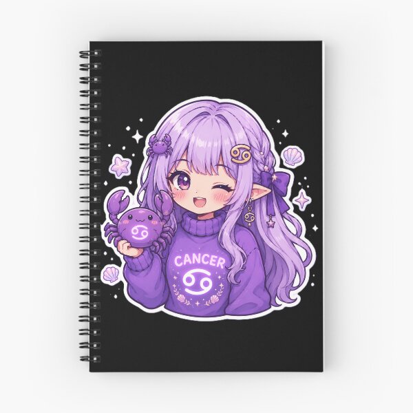 Item preview, Cute Cancer Girl Sticker | Kawaii Zodiac Anime Art | Purple Cancer Chibi Aesthetic designed and sold by MysticPurpleHue.
