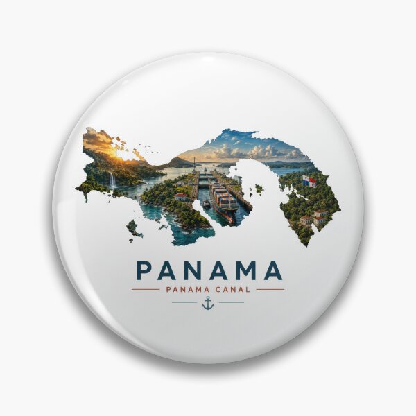 Item preview, Panama Canal Travel Poster - Panama Map Silhouette with Tropical Canal Landscape designed and sold by pod24.