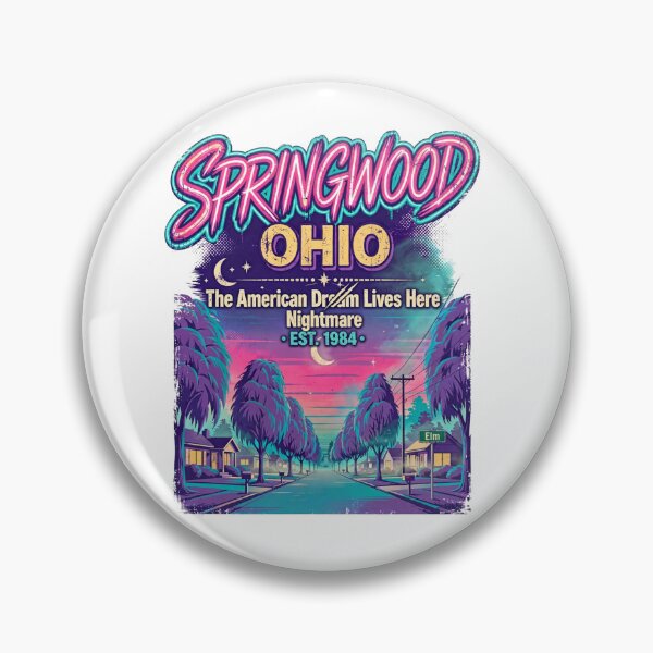 Item preview, Springwood Ohio EST 1984 |  Nightmare on Elm | 80s Neon Vaporwave Glowing Moon Elm Street Graphic designed and sold by ICANTWithoutCOFFEE.