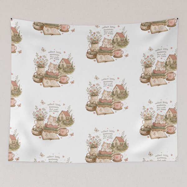 Item preview, Cute Cozy Cat Cottagecore Illustration designed and sold by LunaVales.