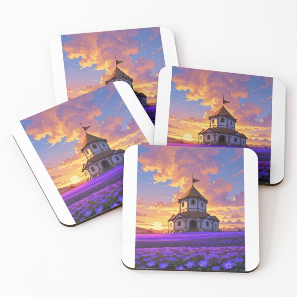 Item preview, Architecture - Picturesque Country Church, Idyllic Twilight Landscape designed and sold by AnimeShin.