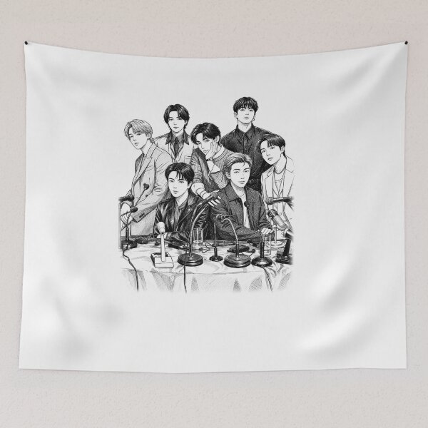 Item preview, BTS Illustration Shirt, Korean Idol Fan Art Tee, Bangtan Members Vintage Unisex Kpop Shirt, Army Gift designed and sold by BerryHand.