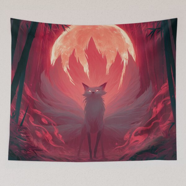 Item preview, Kitsune Beneath Red Moon designed and sold by Rtymer.