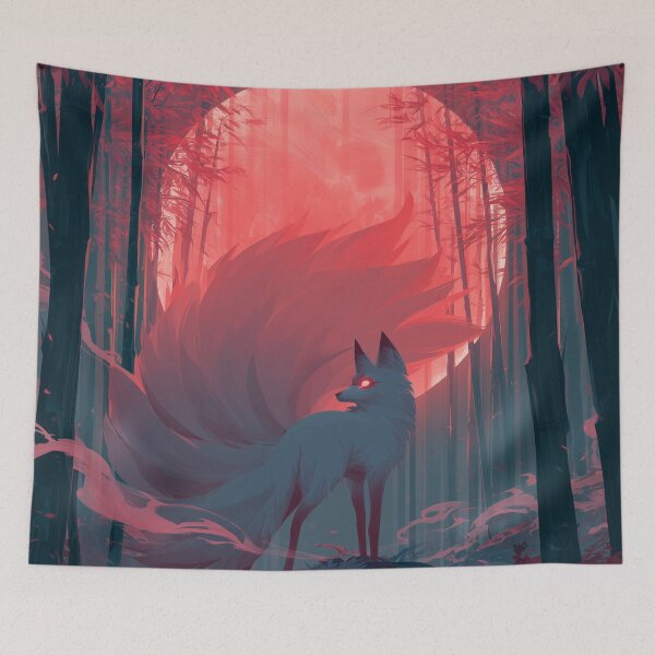 Item preview, Kitsune Beneath Red Moon designed and sold by Rtymer.