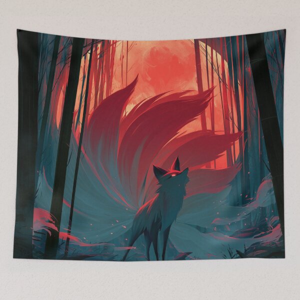 Item preview, Kitsune Beneath Red Moon designed and sold by Rtymer.