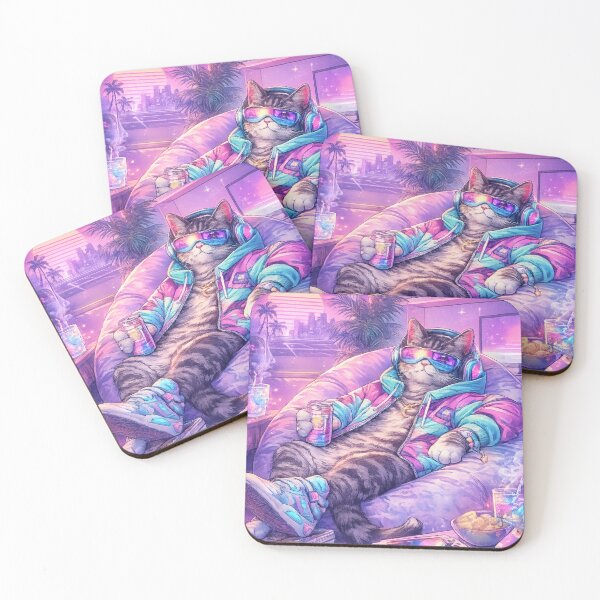Item preview, Neon Cyber Cat Chill Vibes designed and sold by Nordova.