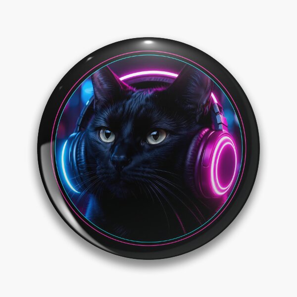 Item preview, Synthwave Aesthetic Neon Circle Black Cat designed and sold by Moodprint5.