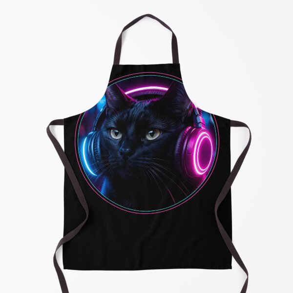 Item preview, Synthwave Aesthetic Neon Circle Black Cat designed and sold by Moodprint5.