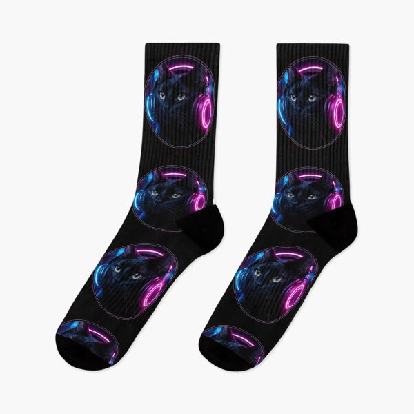 Item preview, Synthwave Aesthetic Neon Circle Black Cat designed and sold by Moodprint5.