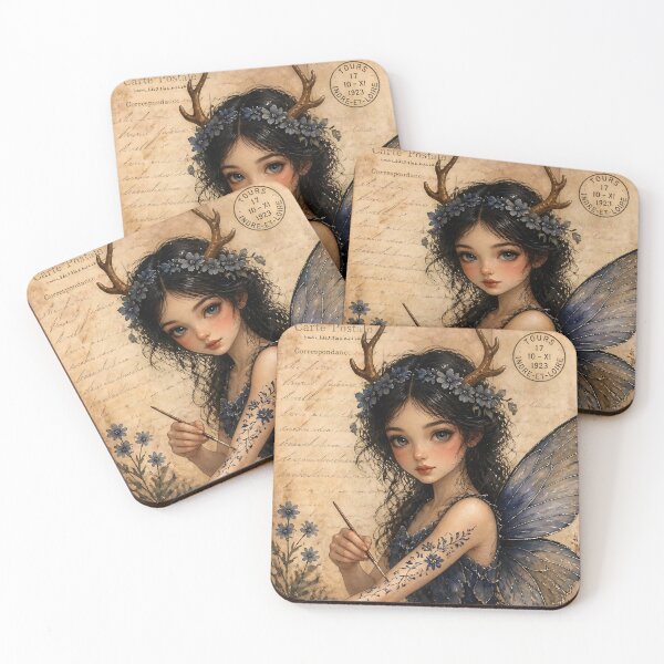 Item preview,  Celtic Fairy Painting Flowers on Her Skin  designed and sold by FaeCoreStudio.